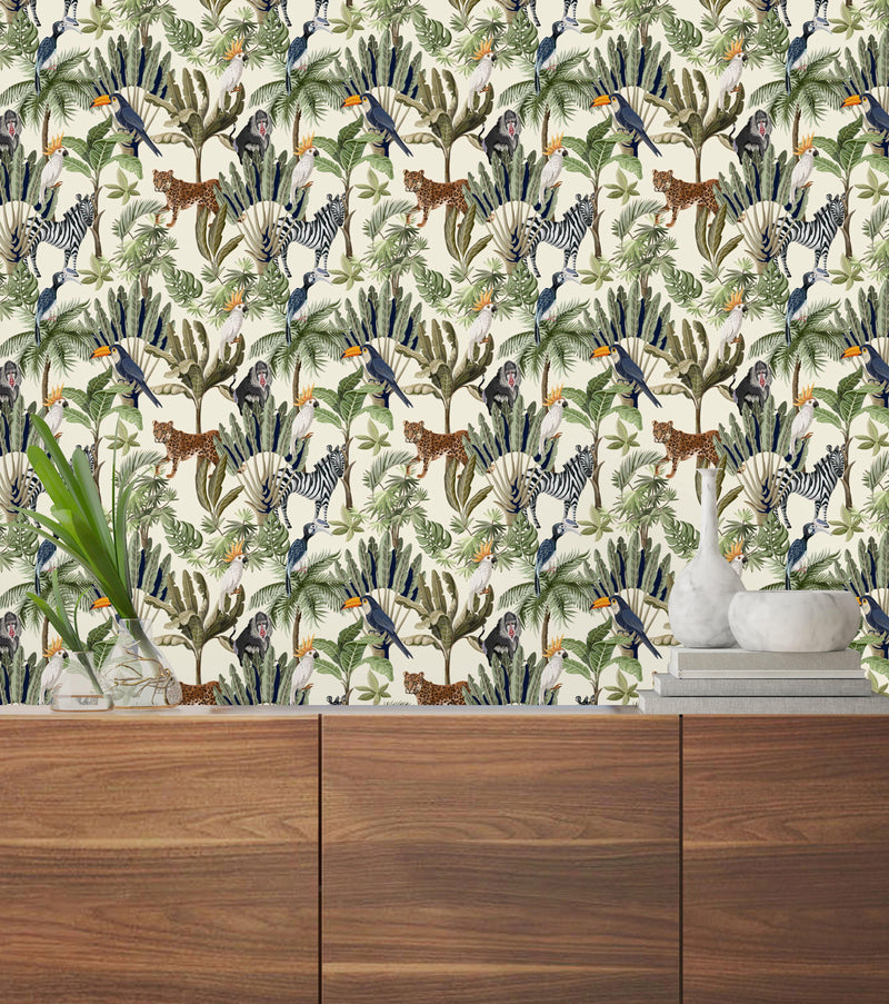 Vintage Safari Animals Wallpaper