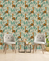 Green Wallpaper with Giraffe