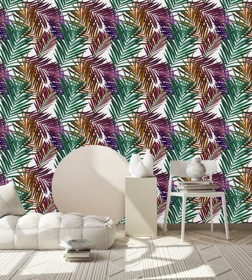 Multicolored Tropical Leaves Wallpaper