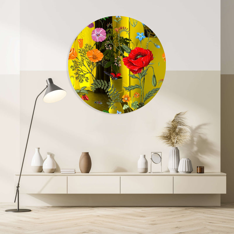 Flowers and Butterflies Printed Mirror Acrylic Circles