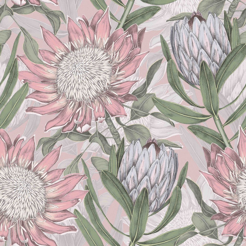 Contemporary Exotic Flowers Wallpaper Tasteful Quality