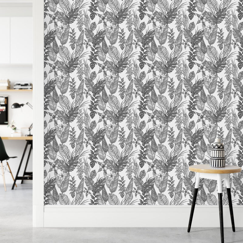 Grey Tropical Wallpaper