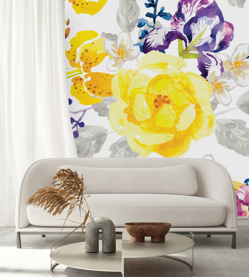 Water Colored Flowers Wallpaper