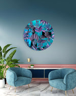 Purple Palm Leaves Printed Mirror Acrylic Circles