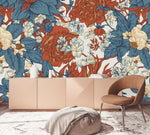 Brown Large Flowers Wallpaper