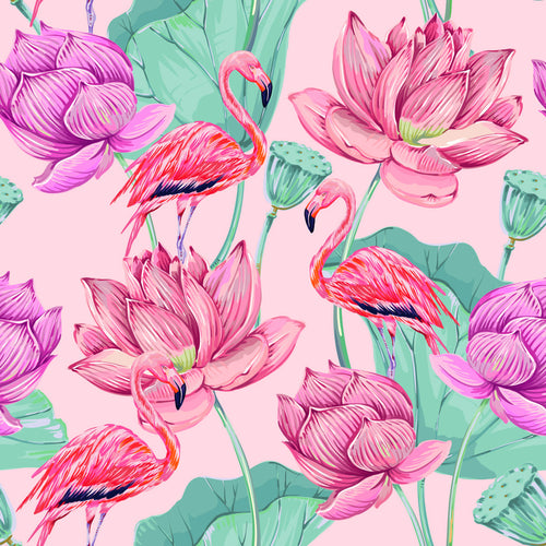 Tropical Picture with Flamingos Wallpaper