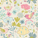 Pink Birds and Flowers Wallpaper