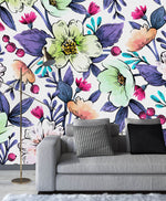 Contemporary Purple Leaves Wallpaper Smart