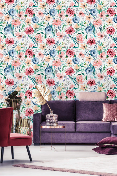 Watercolor Cute Flowers Wallpaper