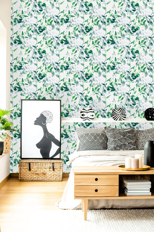 Watercolor Leaves Pattern Wallpaper