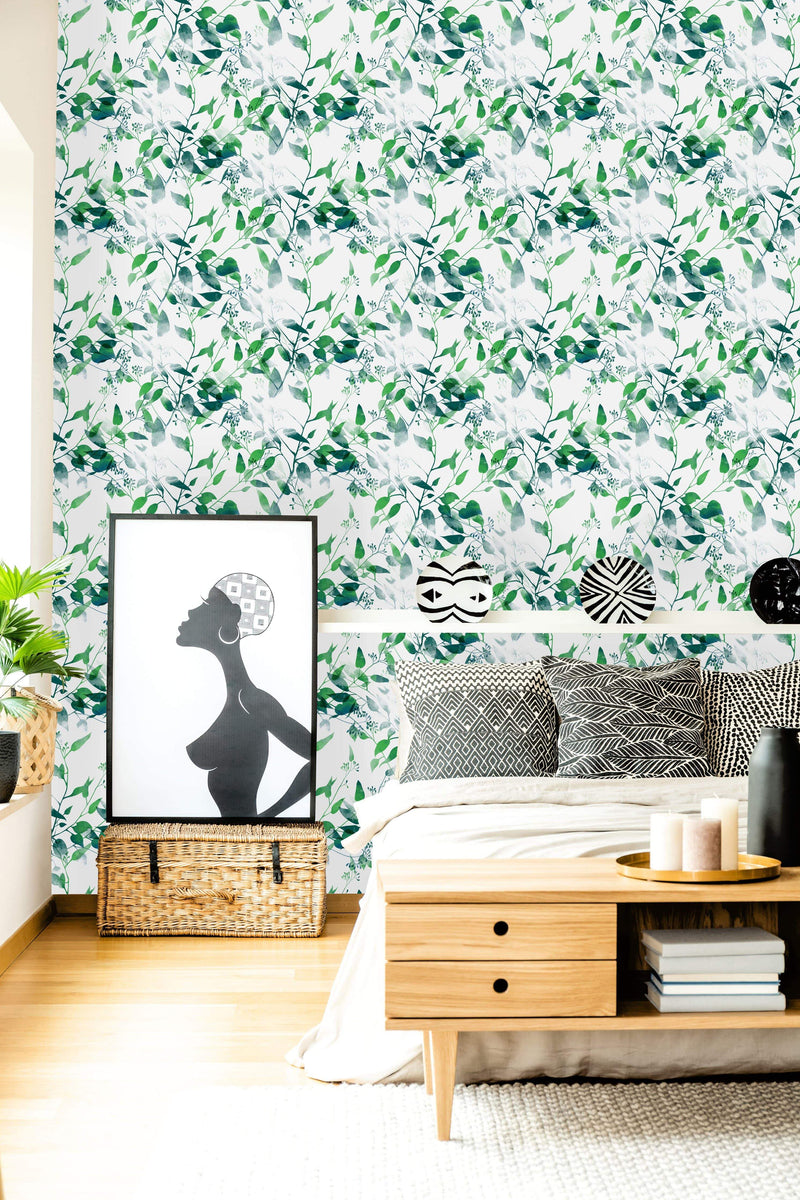 Watercolor Leaves Pattern Wallpaper