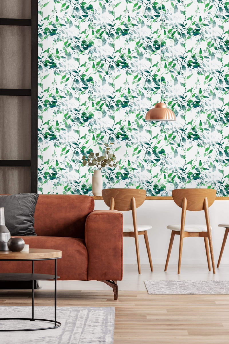 Watercolor Leaves Pattern Wallpaper
