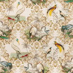 Rod Pocket Curtain Panels Pair in Wayward Natural Bird Toile