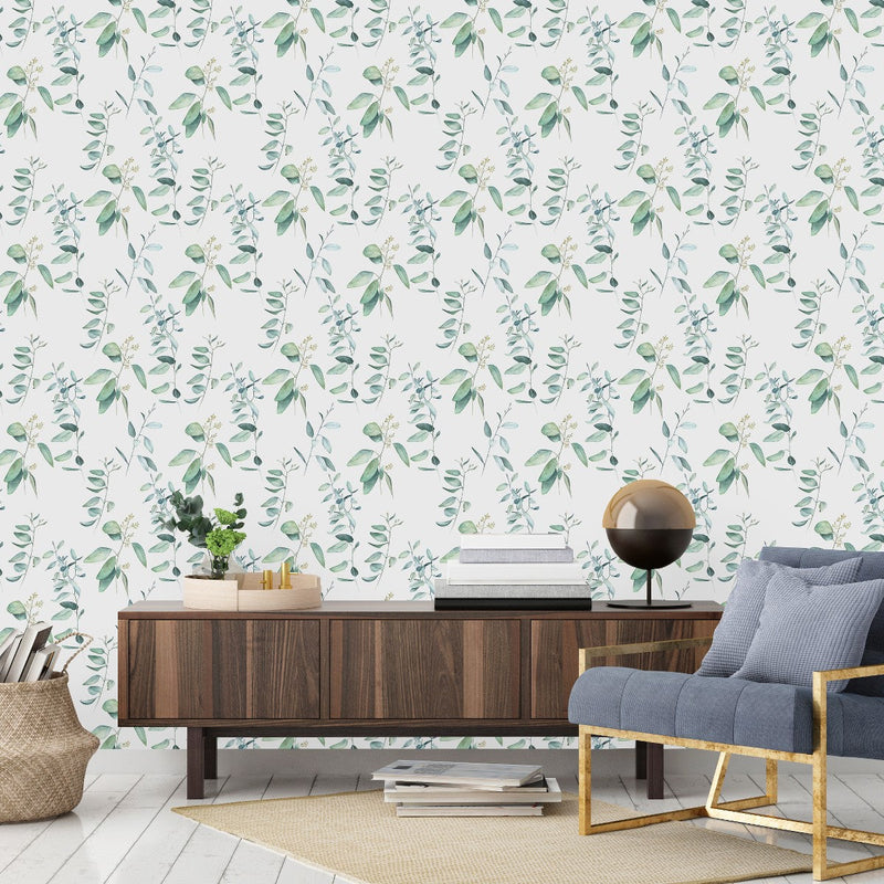 Contemporary Green Leaves Wallpaper Tasteful Select