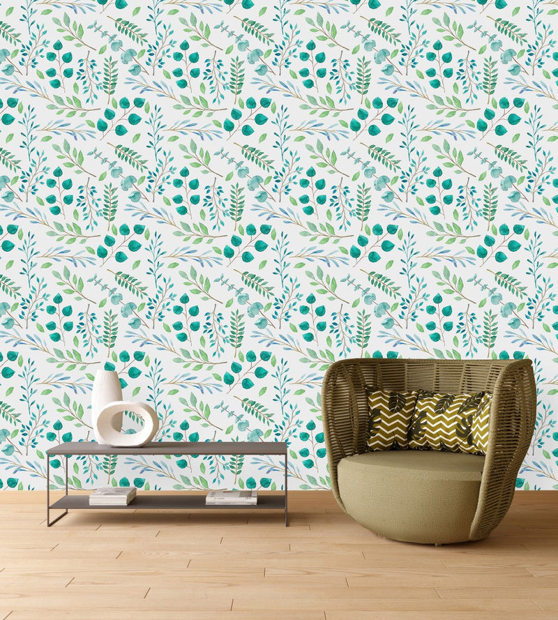 Contemporary Green Leaves Wallpaper Vogue