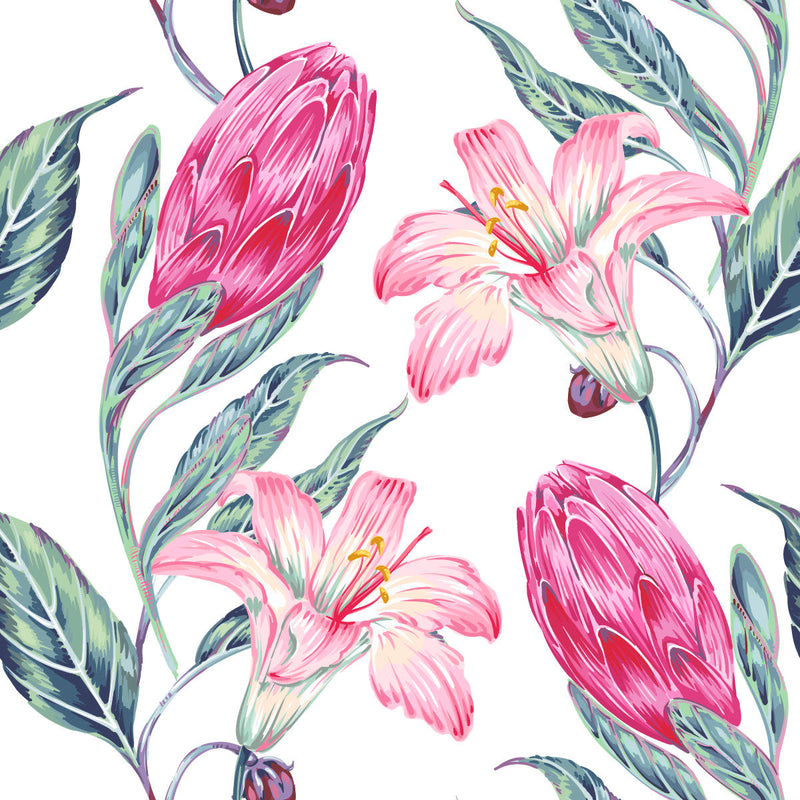 Pink Protea and Lilies  Wallpaper