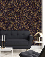 Black Wallpaper with Gold Pattern