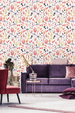 Fashionable Wild Berries and Leaves Wallpaper Fashionable
