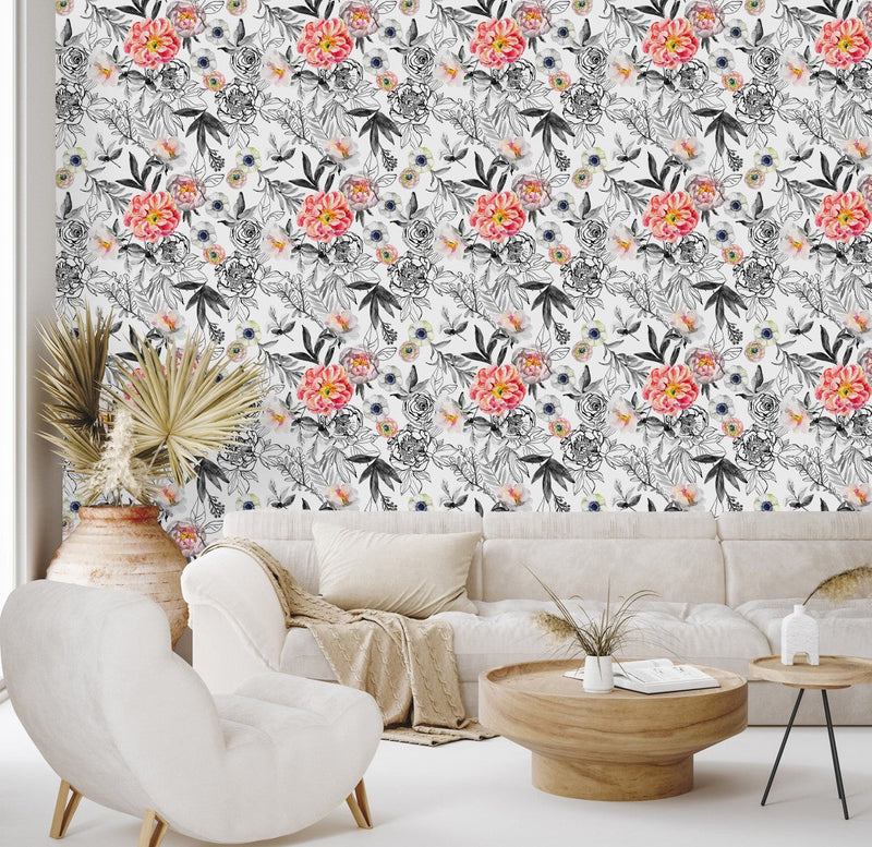 Water Colored Floral Wallpaper
