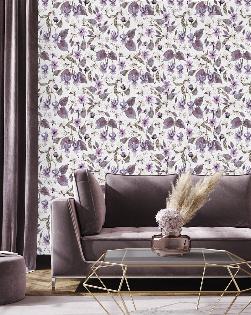 Modish Purple Leaves Wallpaper Smart