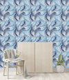 Fashionable Blue Leaves Wallpaper Fashionable High-Quality