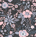 Pink Flowers and Leaves on Dark Background Wallpaper