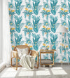 Blue Exotic Leaves Wallpaper