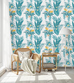 Blue Exotic Leaves Wallpaper