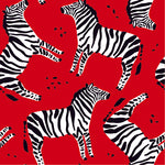 Zebras on Red Background Wallpaper