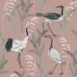 Cranes on Beige Wallpaper