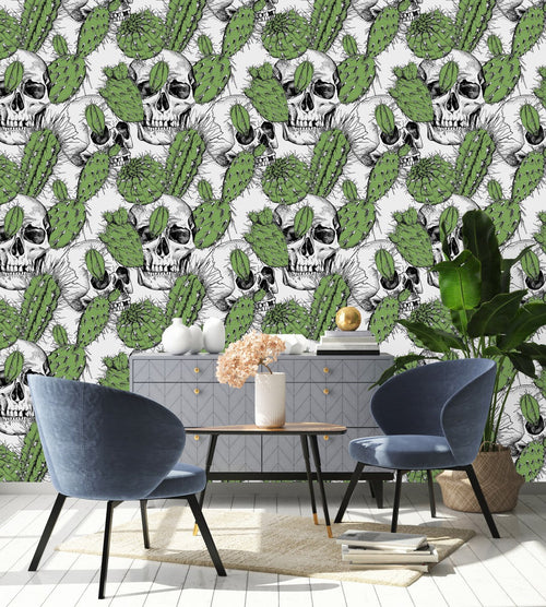 Skulls and Cactus Wallpaper