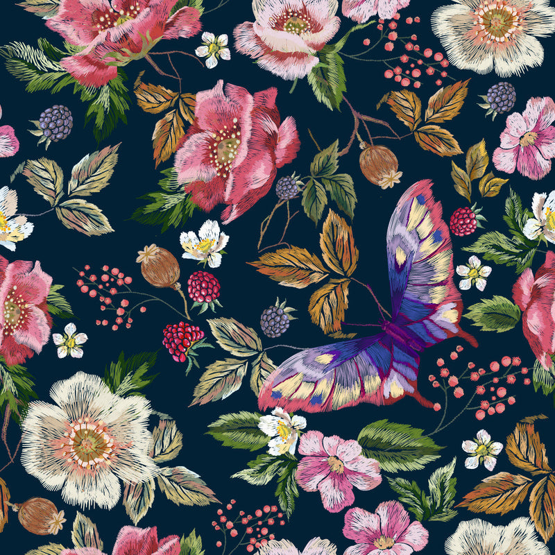 Berries and Flowers Wallpaper