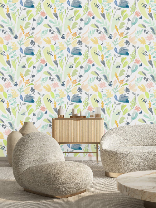 Fashionable Watercolored Leaves Wallpaper Tasteful