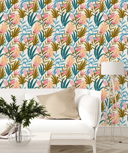 Multicolored Sprigs Wallpaper