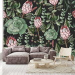 Protea and Succulents Wallpaper