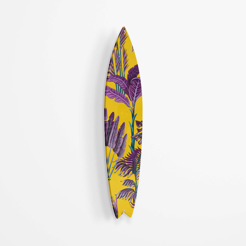 Purple Palm Leaves Acrylic Surfboard Wall Art