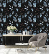 Modish Dark Leaves Pattern Wallpaper Smart