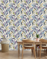Voguish Blue and Purple Leaves Wallpaper Smart