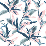 Voguish Blue and Pink Leaves Wallpaper Vogue