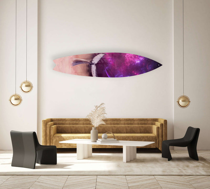 Space Whale in Clouds Acrylic Surfboard Wall Art
