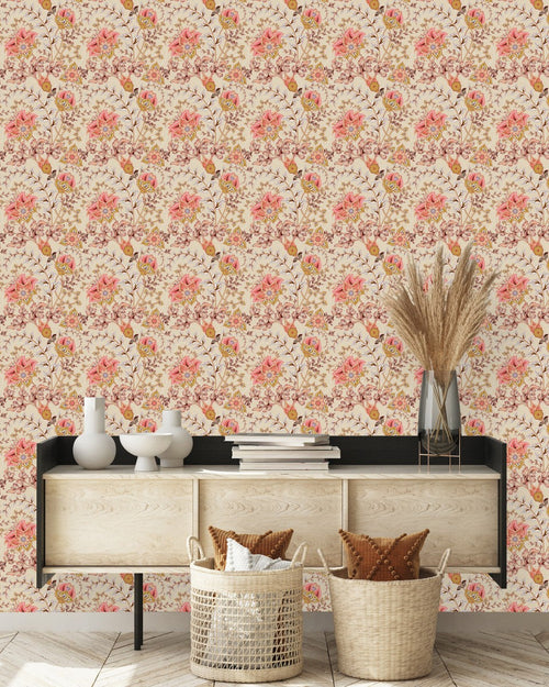 Beige Vintage Pattern Wallpaper