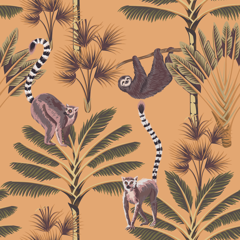 Sloth and Lemurs Animals Wallpaper