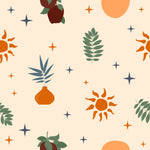 Beige Wallpaper with Plants