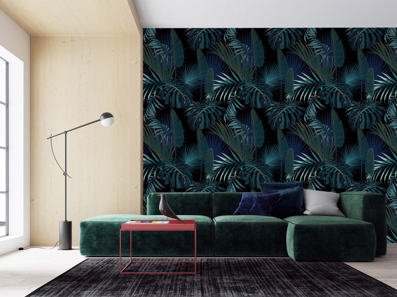 Dark Palm Leaves Wallpaper