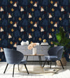 Dark Floral and Mushrooms Pattern Wallpaper