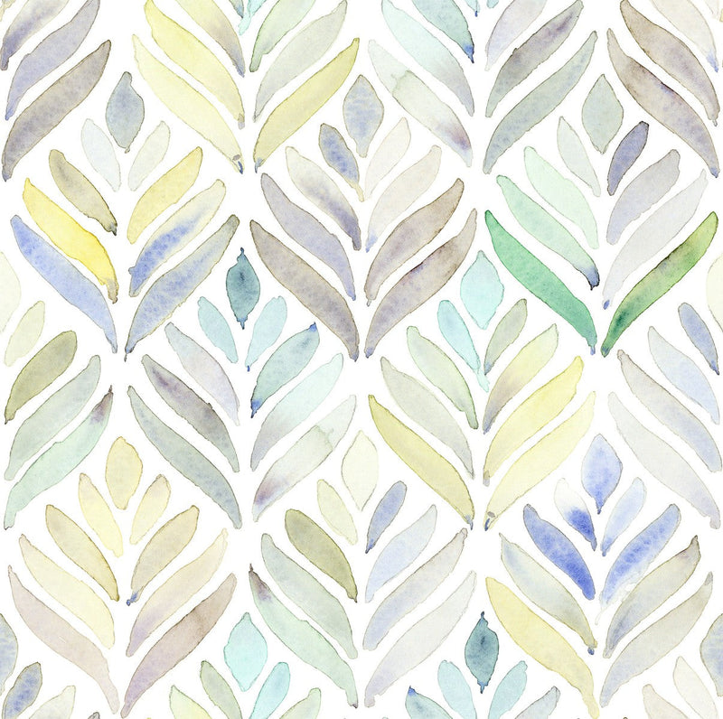 Watercolor Shapes of Leaves Wallpaper
