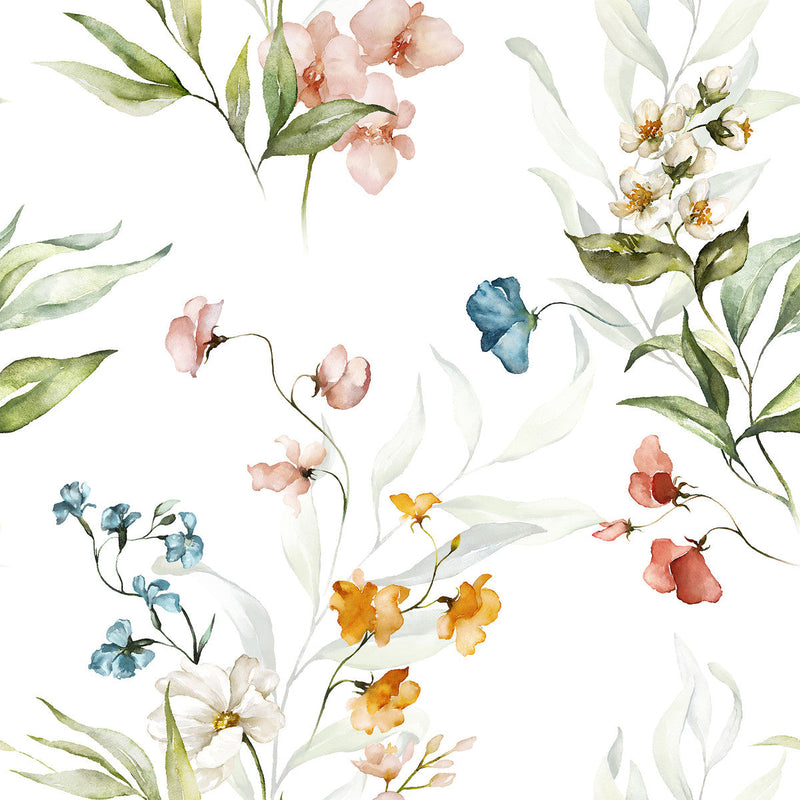 Watercolored Little Flowers Wallpaper