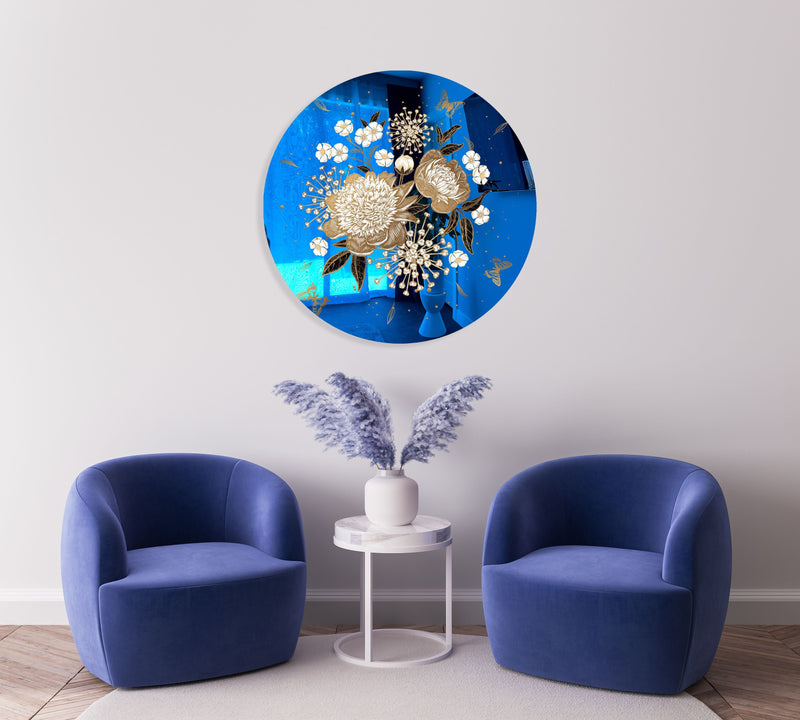 Gold Flowers Printed Mirror Acrylic Circles