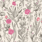 Contemporary Modern Pink Roses Wallpaper