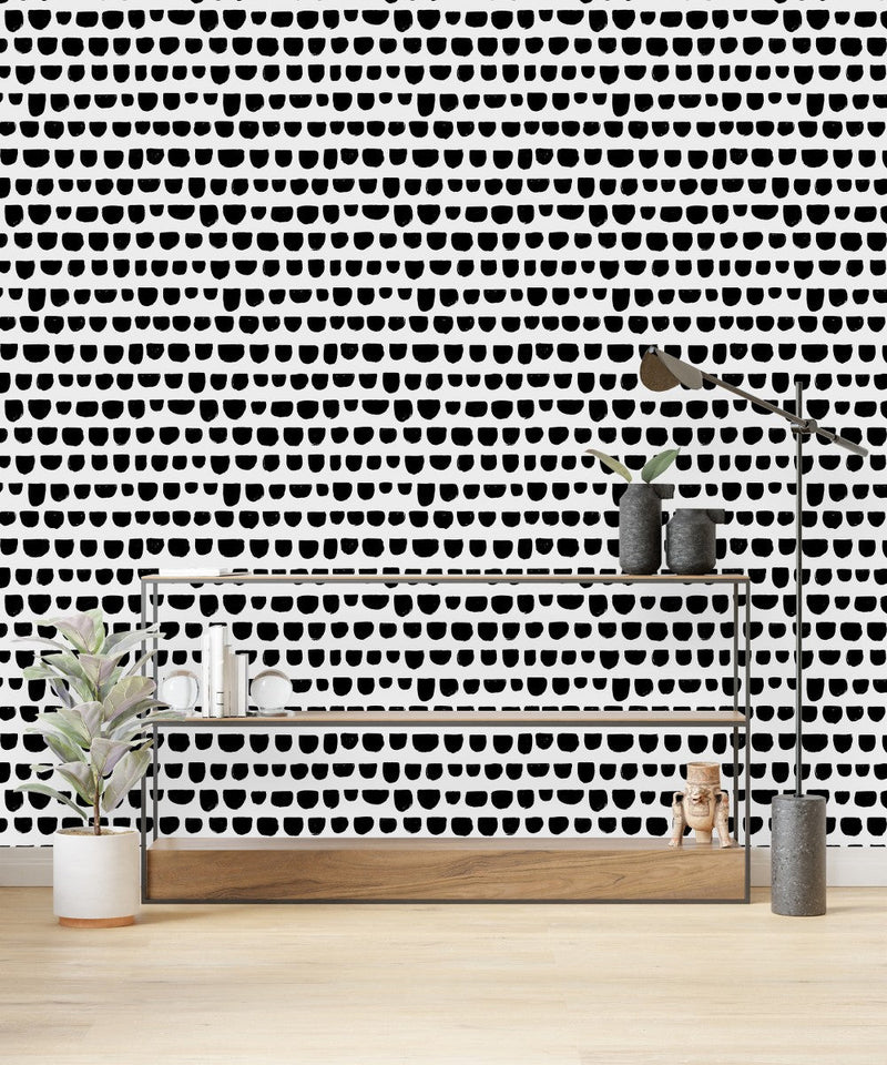 Black Pattern on White Wallpaper